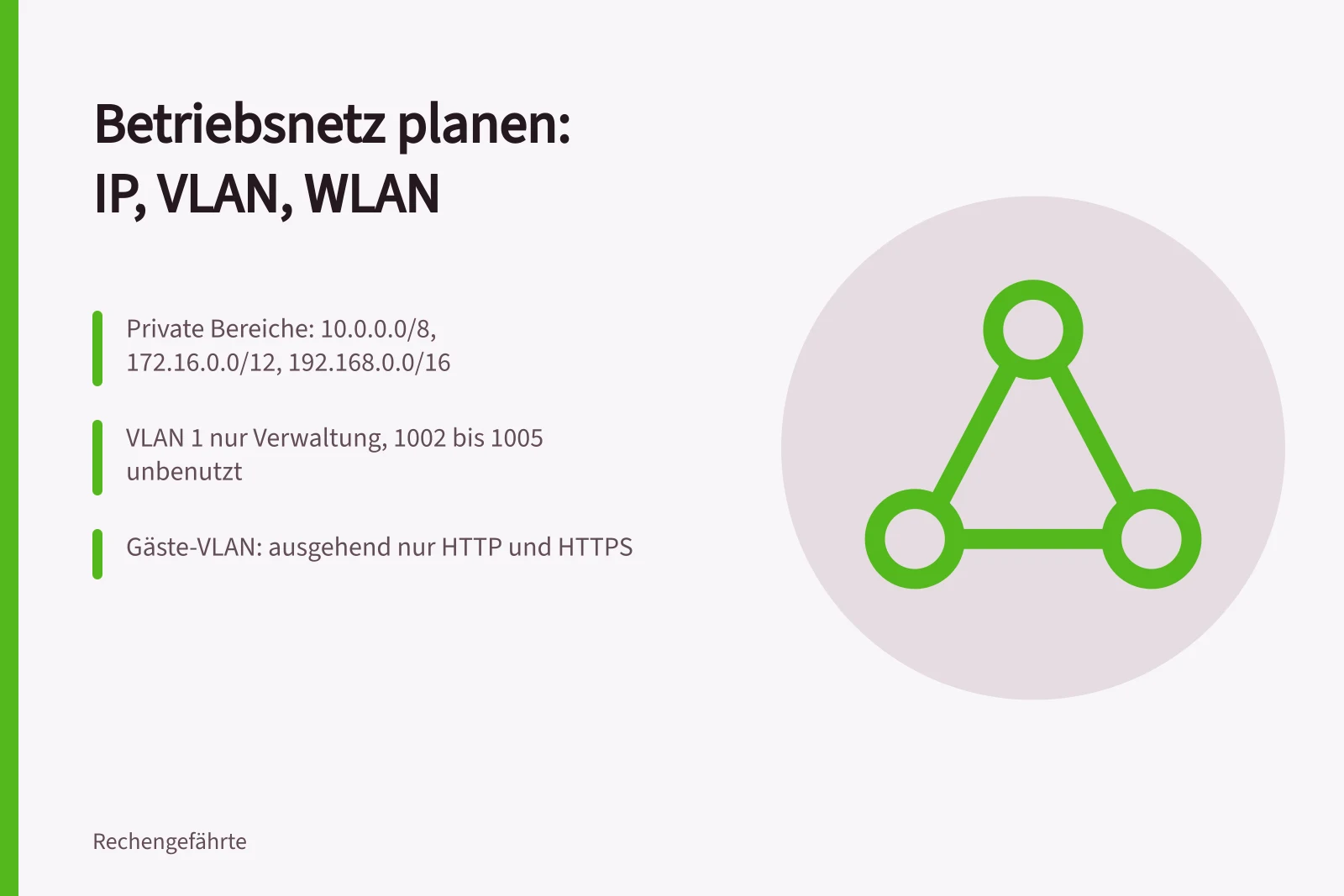 Checkliste für IP-Adressen, VLAN-IDs und WLAN-Frequenzen im Betriebsnetz
