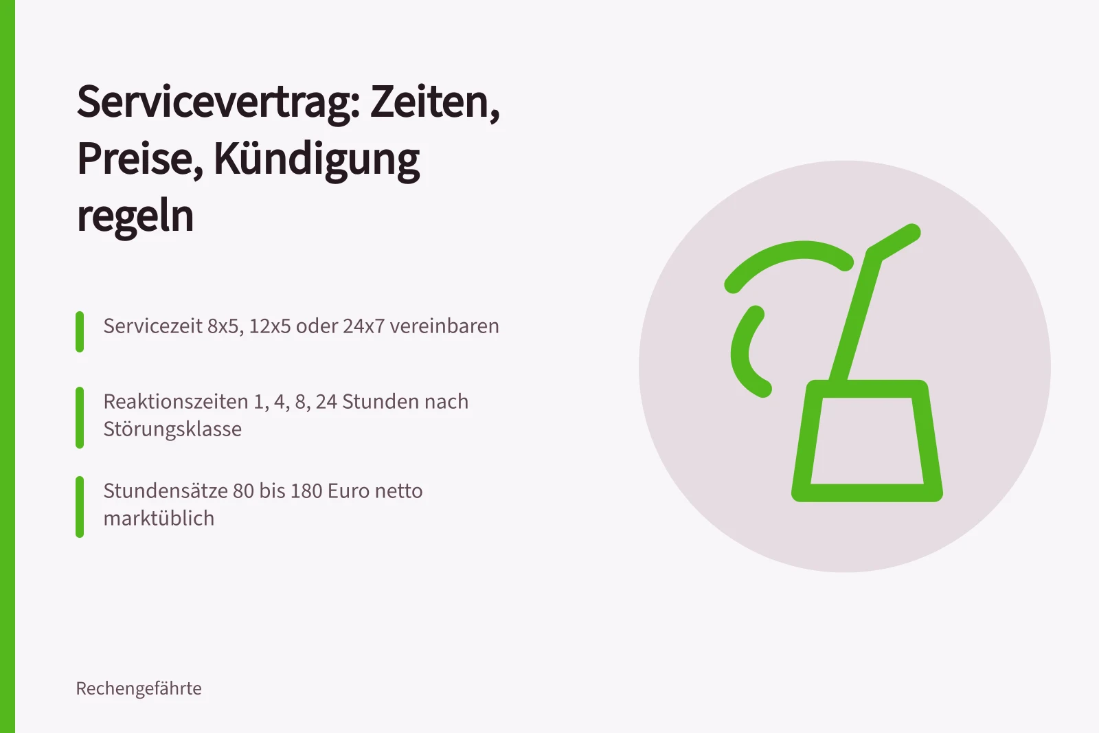Servicevertrag mit Reaktionszeiten, Stundensätzen und Kündigungsfristen